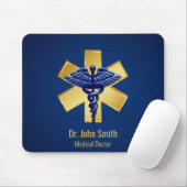 Blue Medical 3D Caduceus Gold Cross Mousepad (Mit Mouse)
