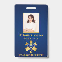 Blue Medical 3D Caduceus Gold Paramedic Foto ID