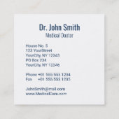 Blue Medical Caduceus Green Wings Stilvolles Kreuz Quadratische Visitenkarte (Rückseite)