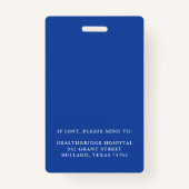 Blue Medical Employee Circle Foto ID & Logo Ausweis (Rückseite)