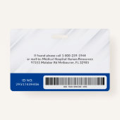 Blue Medical ID Abzeichen mit Foto & Strichcode Ausweis (Rückseite)