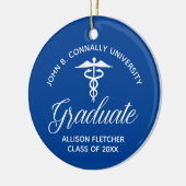 Blue Medical School Abschluss Foto Weihnachten Keramik Ornament (Links)