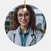 Blue Medical School Abschluss Foto Weihnachten Keramik Ornament (Hinten)