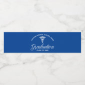 Blue Medical School Custom Graduation Party Wasserflaschenetikett (Einzelnes Label)