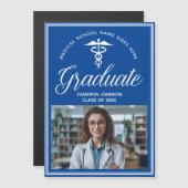 Blue Medical School Foto Abschluss Magnet Card (Vorne/Hinten)