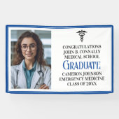 Blue Medical School Foto Graduation Party Banner (Horizontal)