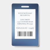 Blue Medical Security Mitarbeiter ID Barcode, Name Ausweis (Back)