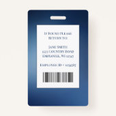 Blue Medical Security Mitarbeiter ID Barcode, Name Ausweis (Rückseite)