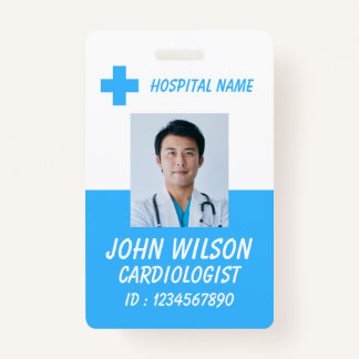 Blue Medical Staff Photo Badge Template Ausweis