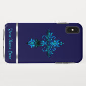 Blue Medieval Cross iPhone XS Max Case (Rückseite (Horizontal))