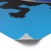 Blue Medieval Lion Heraldry Poster (Ecke)