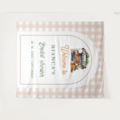 Blue Meditarrean Fliesenbogen Begrüßung Brautparty Wandteppich (Vorderseite (Horizontal))