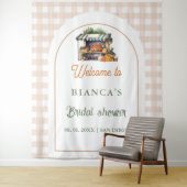 Blue Meditarrean Fliesenbogen Begrüßung Brautparty Wandteppich (Beispiel)