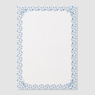 Blue Mediteranean Tile Garden Coquette Bow Wedding Pergament Einladungen