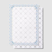 Blue Mediteranean Tile Garden Coquette Bow Wedding Pergament Einladungen (Versetzt (Einladung))