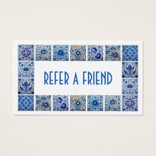 Blue Mediterrane Fliesen Frame Referenzkarte (Vorderseite)