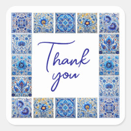 Blue Mediterrane Fliesen Rahmen Danke Aufkleber