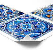 Blue Mediterrane Fliesen Rahmenpreisliste Poster (Ecke)