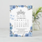 Blue Mediterrane Kalender, kein Foto Save the Date Einladung (Stehend Vorderseite)