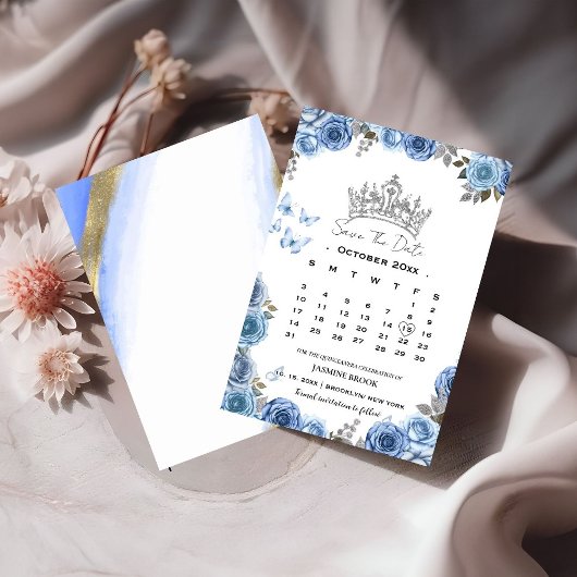 Blue Mediterrane Kalender, kein Foto Save the Date Einladung