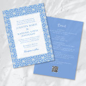 Blue Mediterrane Tile in einer Hochzeit Einladung