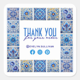 Blue Mediterranea Fliesen danke Ihnen für Ihren Au Quadratischer Aufkleber