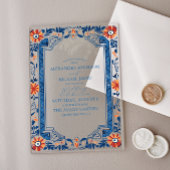 Blue Mediterranea Tile & Lemon Wedding Acryleinladungen