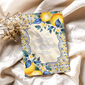 Blue Mediterranea Tile & Lemon Wedding Begleitkarte
