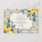 Blue Mediterranea Tile & Lemon Wedding Begleitkarte (Vorderseite)