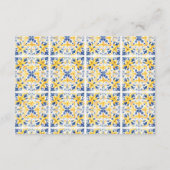 Blue Mediterranea Tile & Lemon Wedding Begleitkarte (Rückseite)