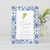 Blue Mediterranean Bachelorette Party Einladung (Stehend Vorderseite)