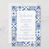 Blue Mediterranean Bachelorette Party Einladung (Rückseite)