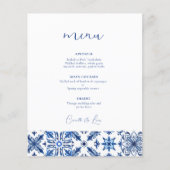 Blue Mediterranean citrus wedding menu (Vorderseite)