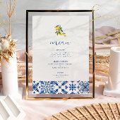 Blue Mediterranean citrus wedding menu