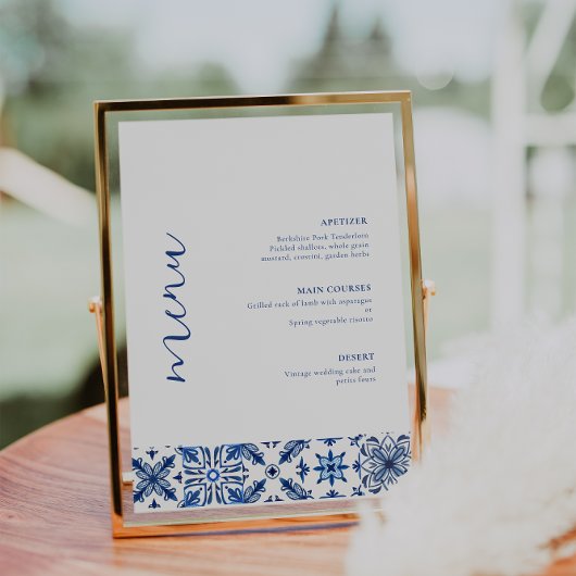 Blue Mediterranean citrus wedding menu
