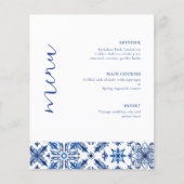 Blue Mediterranean citrus wedding menu (Vorderseite)