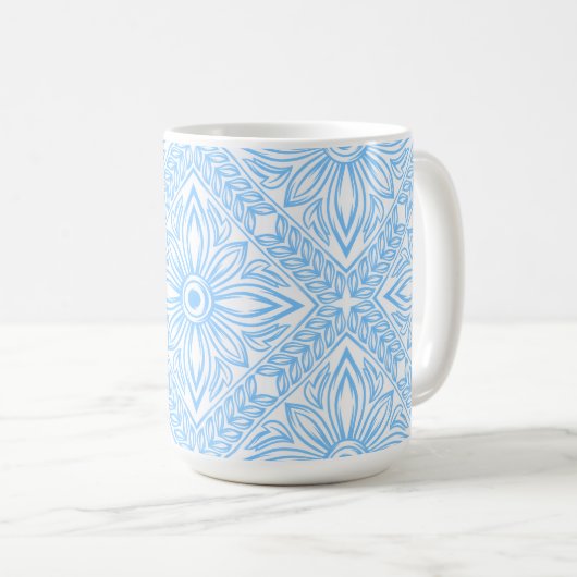 Blue Mediterranean Italian Tile Decorative Pattern Kaffeetasse (VorderseiteRechts)
