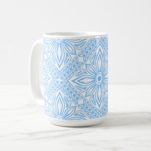 Blue Mediterranean Italian Tile Decorative Pattern Kaffeetasse (Vorderseite Links)