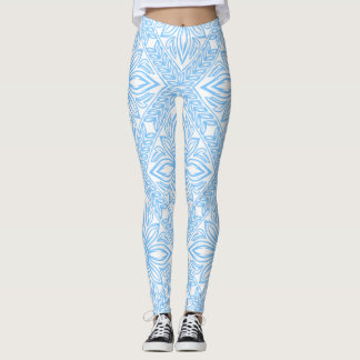 Blue Mediterranean Italian Tile Decorative Pattern Leggings