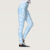 Blue Mediterranean Italian Tile Decorative Pattern Leggings (Rechts)