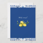Blue Mediterranean Italian Wedding Save the Date Einladung (Rückseite)