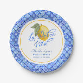Blue Mediterranean La Dolce Vita Brautparty Pappteller (Vorderseite)