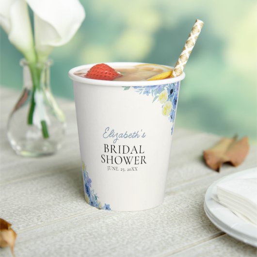 Blue Mediterranean Lemon Bridal shower Pappbecher (In Situ)
