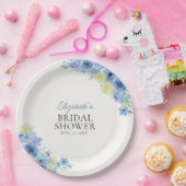 Blue Mediterranean Lemon Bridal shower Pappteller (Party)