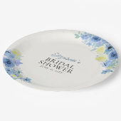 Blue Mediterranean Lemon Bridal shower Pappteller (Schrägansicht)