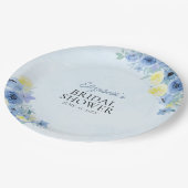 Blue Mediterranean Lemon Bridal shower Pappteller (Schrägansicht)