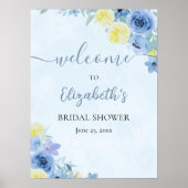 Blue Mediterranean Lemon Bridal shower Poster (Vorne)