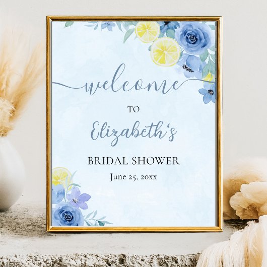 Blue Mediterranean Lemon Bridal shower Poster