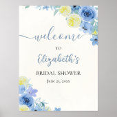 Blue Mediterranean Lemon Bridal shower Poster (Vorne)