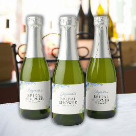 Blue Mediterranean Lemon Bridal shower Schaumweinetikett